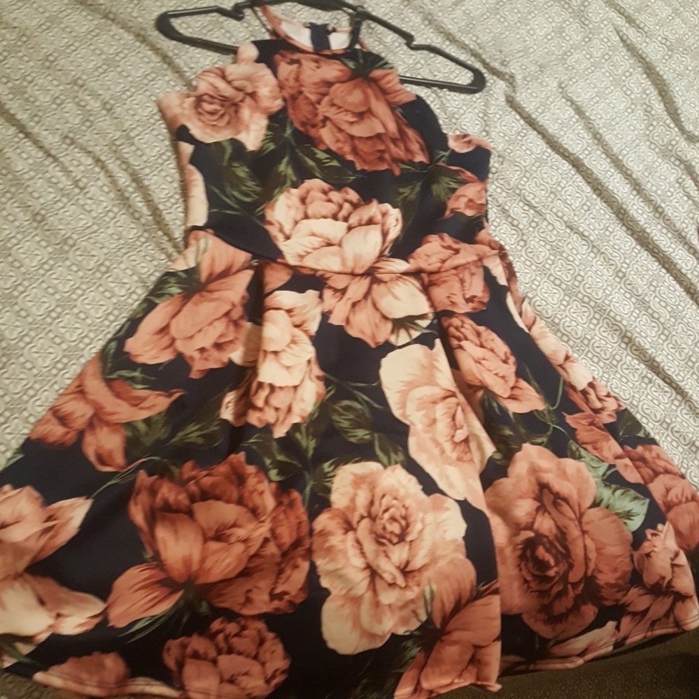 Floral navy blue dress